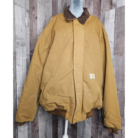 CARHARTT Fire Resistant COAT Ultra Soft Duck Canvas Men's 3XL Regular Tan